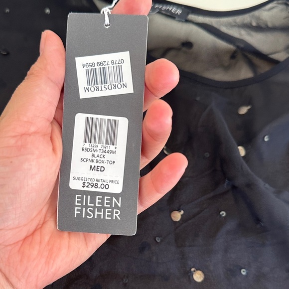 Eileen Fisher Black Sequin Blouse - Picture 5 of 7